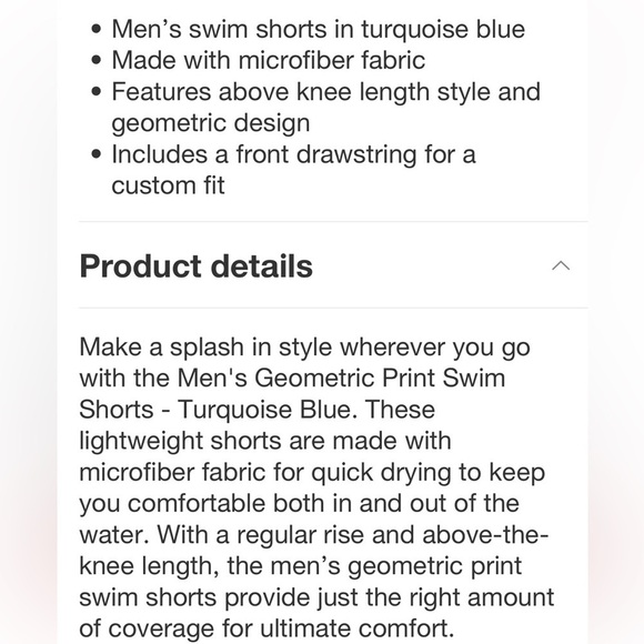 Men's Floral Print Swim Shorts - Turquoise Blue L new - Picture 4 of 5